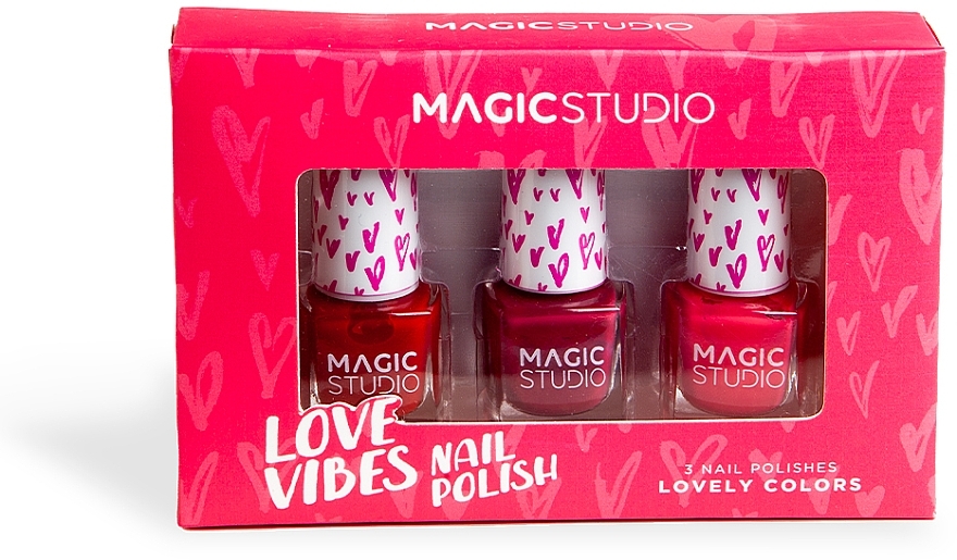 Набор лаков для ногтей - Magic Studio Love Vibes 3 Nail Polishes (nail/polish/3x1.8ml) — фото N1