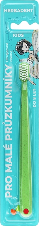 Зубна щітка дитяча, ультрам'яка, до 8 років, зелена - Herbadent Kids Toothbrush — фото N1