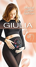 Бавовняні колготки для вагітних з візерунком "Mama Cotton Fashion 003", nero - Giulia — фото N1