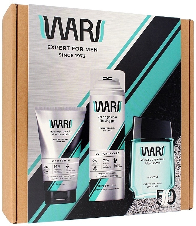 Набір - Wars Expert For Men Sensitive (ash/90ml + ash/b/125ml + gel/200ml) — фото N1