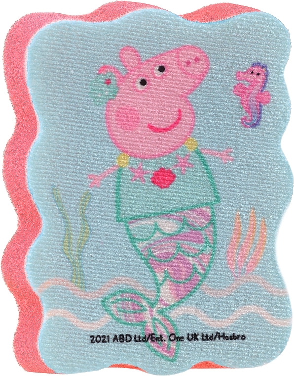 Мочалка банна дитяча "Свинка Пеппа", Пеппа-русалка, червона - Suavipiel Peppa Pig Bath Sponge — фото N1