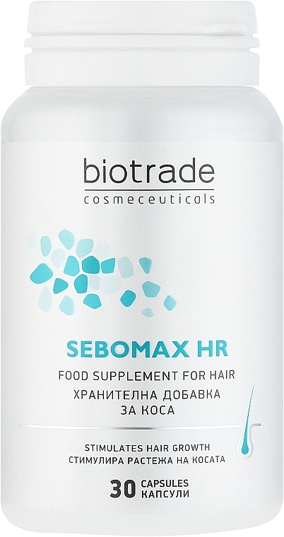 Вітамінно-мінеральний комплекс проти випадіння волосся з біотином, цинком і селеном - Biotrade Sebomax HR Food Supplement For Hair — фото N1