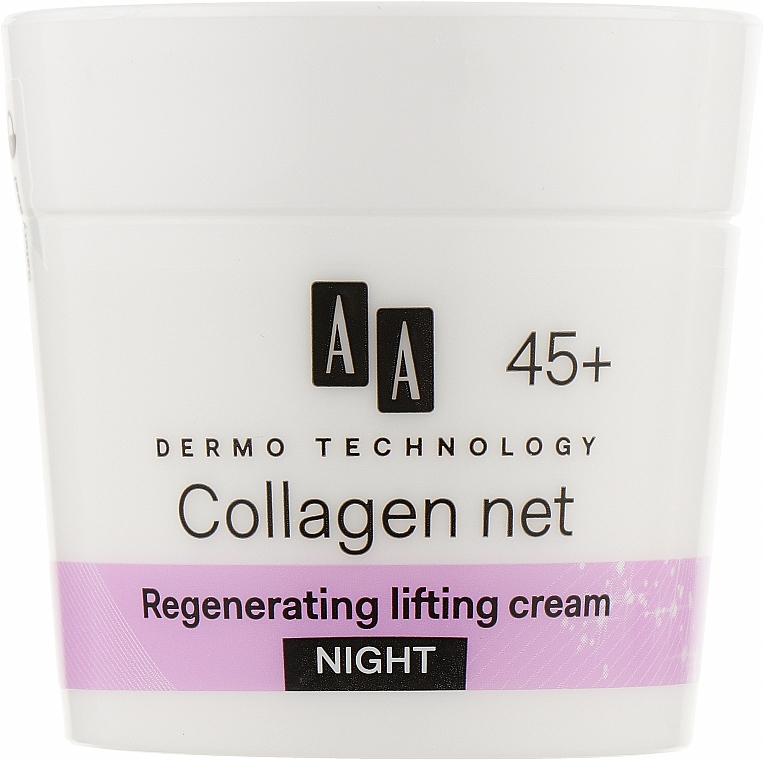 Нічний зміцнювальний крем проти зморщок для обличчя 45+ - AA Dermo Technology Collagen Net Builder Regenerating Lifting Night Cream