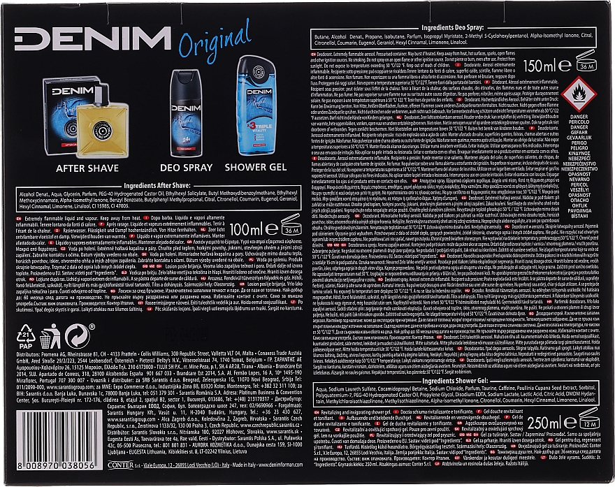Denim Original - Набір (ash/lot/100ml + deo/150ml + sh/gel/250ml) — фото N6