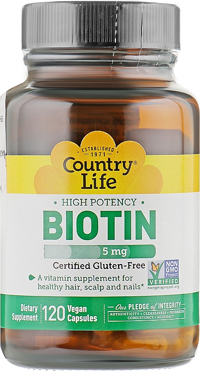 Биотин, 5000 мкг - Country Life Biotin — фото N3