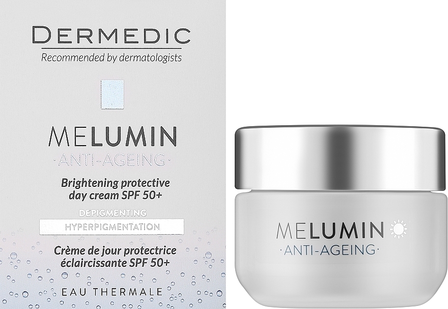 Денний захисний освітлюючий крем SPF50+ для щоденного догляду за шкірою з видимими змінами кольору та ознаками старіння - Dermedic Melumin Anti-Ageing Day Cream SPF 50+ — фото N2