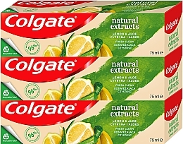 Духи, Парфюмерия, косметика Набор - Colgate Natural Extracts Ultimate Fresh Clean Lemon & Aloe Trio (toothpaste/3x75ml)