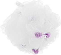 Парфумерія, косметика Мочалка синтетична велика, фіолетово-біла - Balmy Naturel Bath Pouf Large