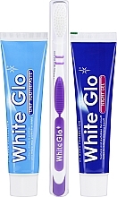 Набор с фиолетовой зубной щеткой - White Glo Night & Day Toothpaste (t/paste/65ml + t/gel/65ml + toothbrush) — фото N2