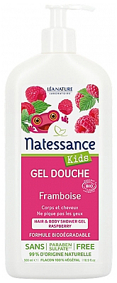 Органический гель для душа - Natessance Kids Raspberry Shower Gel — фото N1