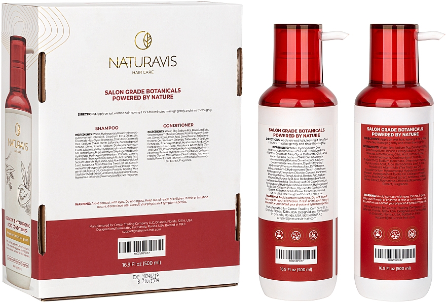 Набор шампунь и кондиционер "Keratin & Hyaluronik Acid" - Naturavis Keratin & Hyaluronik Acid Shampoo & Conditioner Set (shm/500ml + cond/500ml) — фото N4