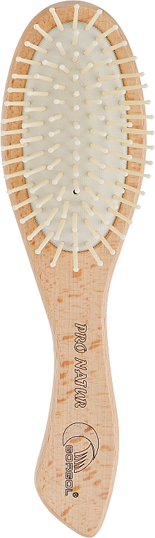 Расческа для волос на резиновой подушке с пластиковыми зубчиками, 7 рядов, овальная, светлая - Gorgol — фото N1