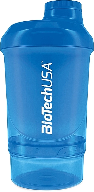 Шейкер 300 мл + відсік 150 мл, блакитний - BiotechUSA Nano Shaker Shocking Blue — фото N1