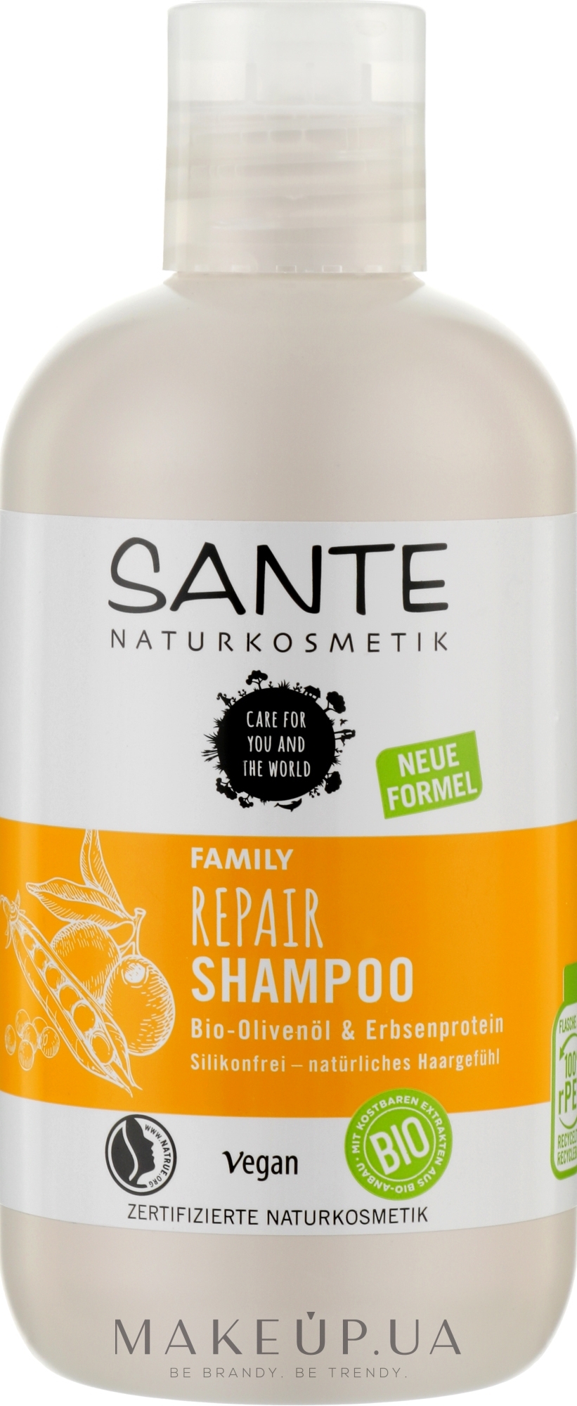 Шампунь регенерувальний для волосся "Олива й білок гороху" - Sante Family Repair Shampoo — фото 250ml