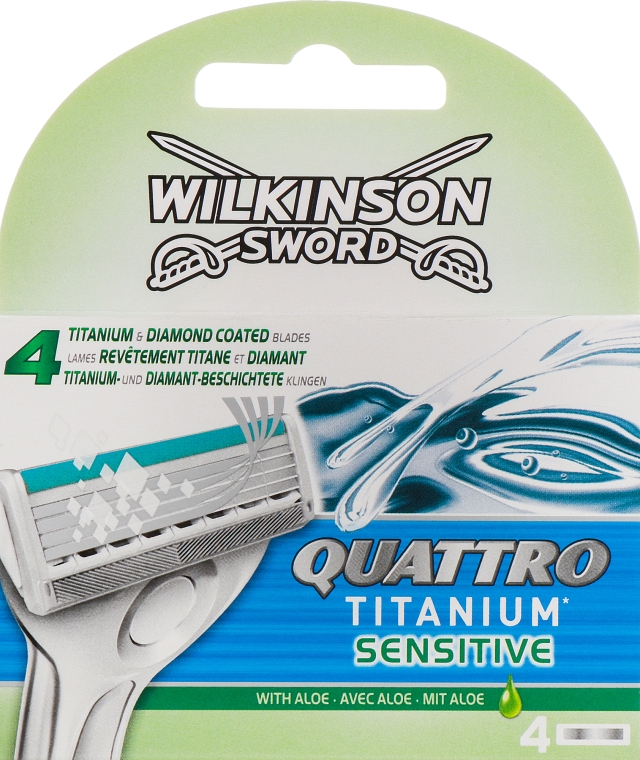 Сменные лезвия, 4 шт - Wilkinson Sword Quattro Titanium Sensitive  — фото N2
