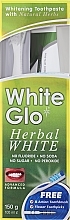 Набор с бело-зеленой щеткой - White Glo Herbal White Set (t/paste/100ml + t/brush/1pc + dental/flosser) — фото N2