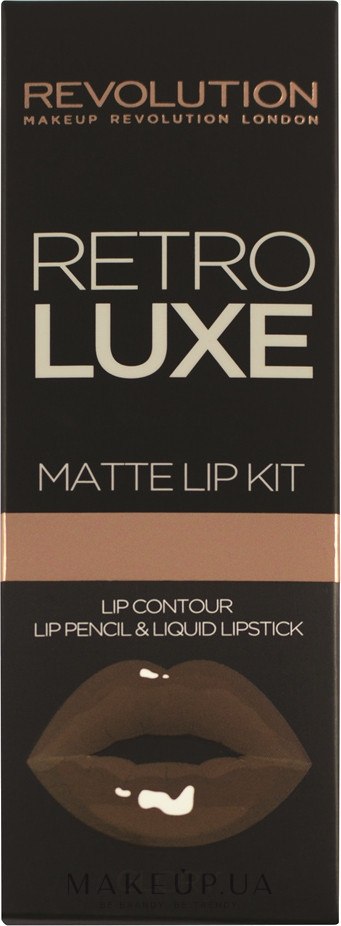 Набір для макіяжу губ - Makeup Revolution Retro Luxe Matte Lip Kit (lipstick/5.5ml + l/pencil/1g) — фото Glory