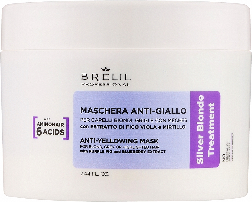 Маска для нейтрализации желтизны волос - Brelil Silver Blonde Treatment Anti-Yellowing Mask — фото N1