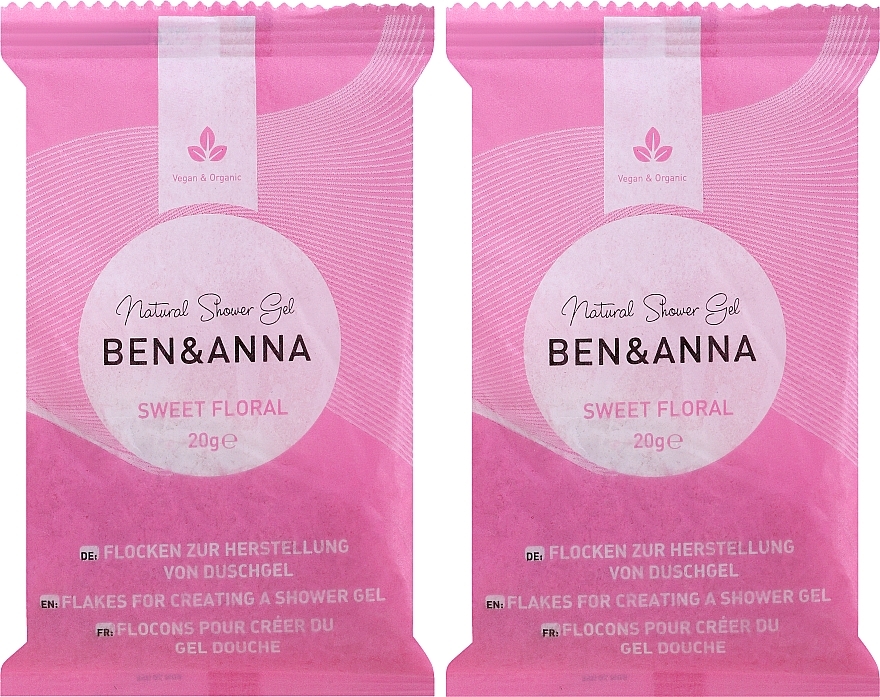 Набор "Сладкие цветы" - Ben & Anna Sweet Floral Shower Gel Flakes (sh/gel/2x20g) — фото N2