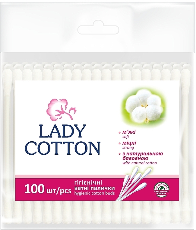 Ватні палички в поліетиленовому пакеті 100шт - Lady Cotton