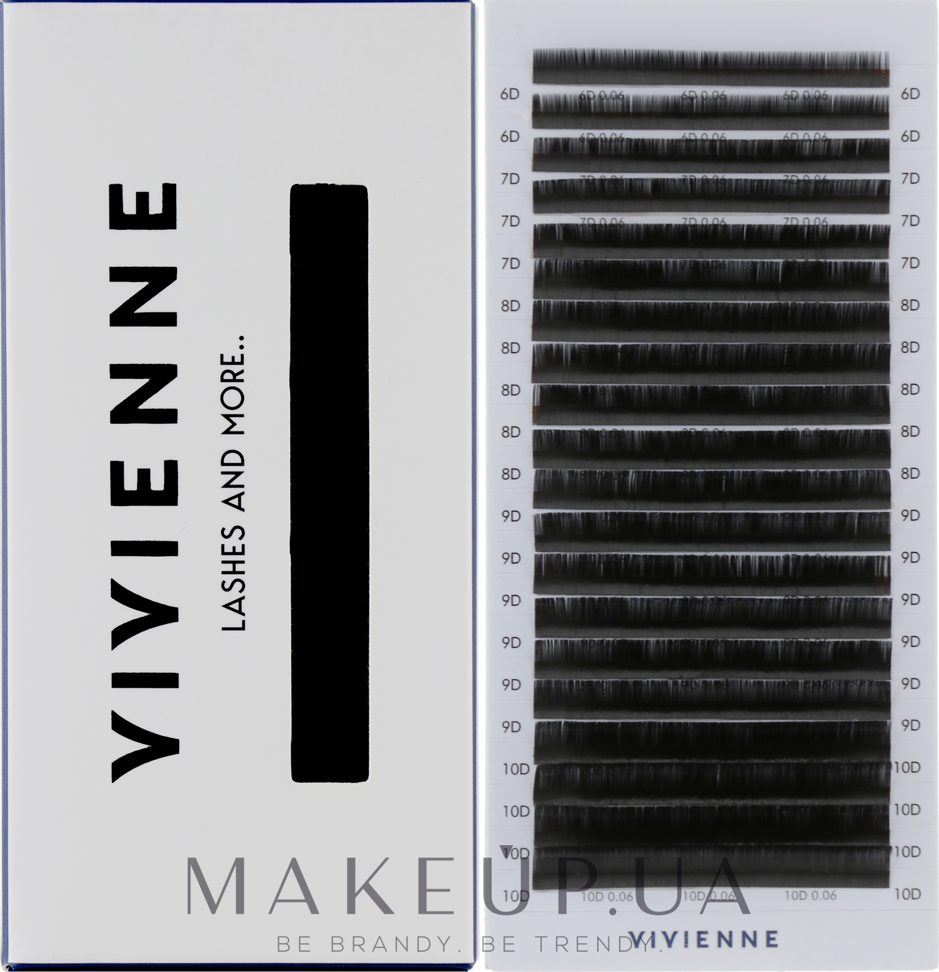 Накладные ресницы "Elite", черные, 20 линий (mix, 0.06, D, (6-10)) - Vivienne — фото 1уп