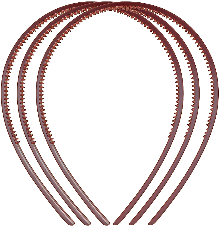 Обруч для волос пластмассовый "Basic", маленький, 3шт., коричневый - Titania — фото N1