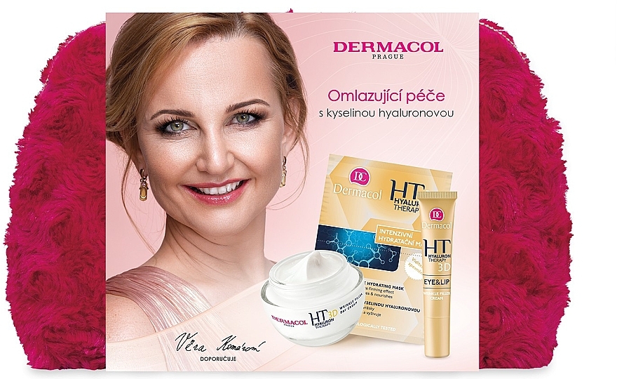 Набір - Dermacol 3D Hyaluron Therapy I Set (f/cr/50ml + f/mask/2x8ml + eye/lip/cr/15ml + bag/1pcs) — фото N1