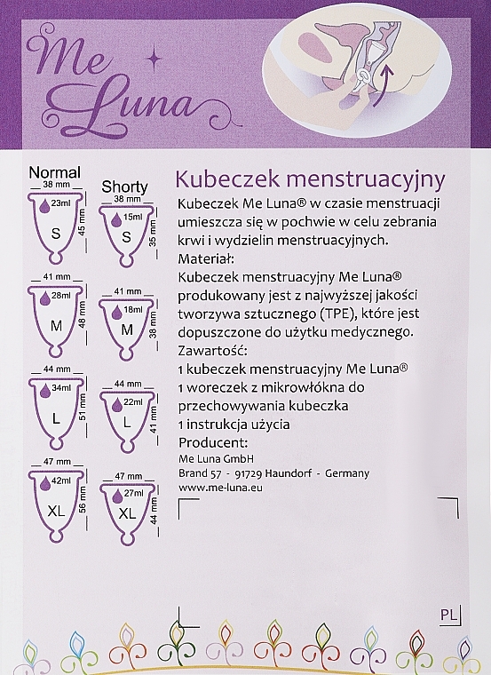 Менструальная чаша с петлей, размер L, голубой глиттер - MeLuna Classic Menstrual Cup  — фото N2