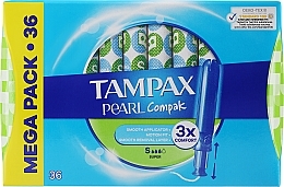 Парфумерія, косметика Тампони з аплікатором, 36 шт. - Tampax Pearl Compak Super