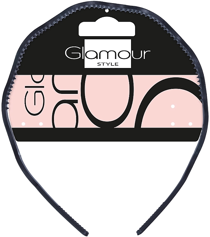 Обруч для волосся пластиковий, хвилеподібної форми, чорний, 417190 - Glamour — фото N1