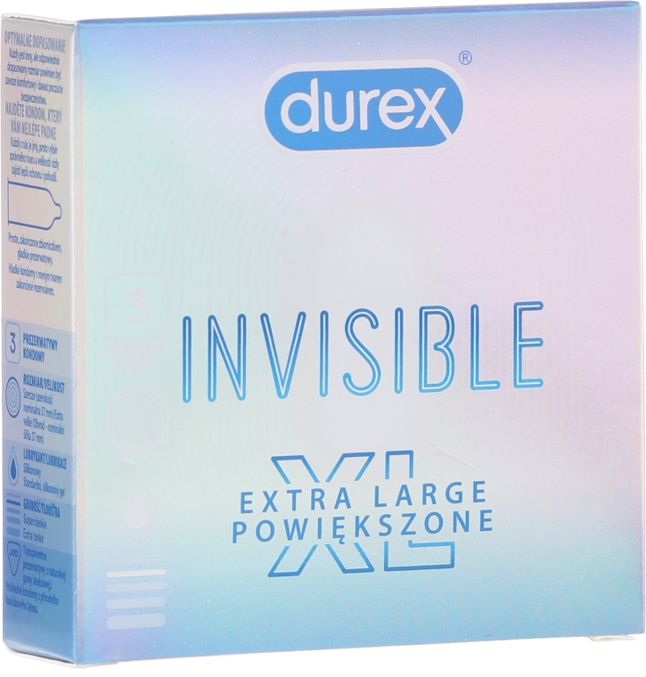 Презервативи, 3 шт. - Durex Invisible Extra Large XL — фото N1