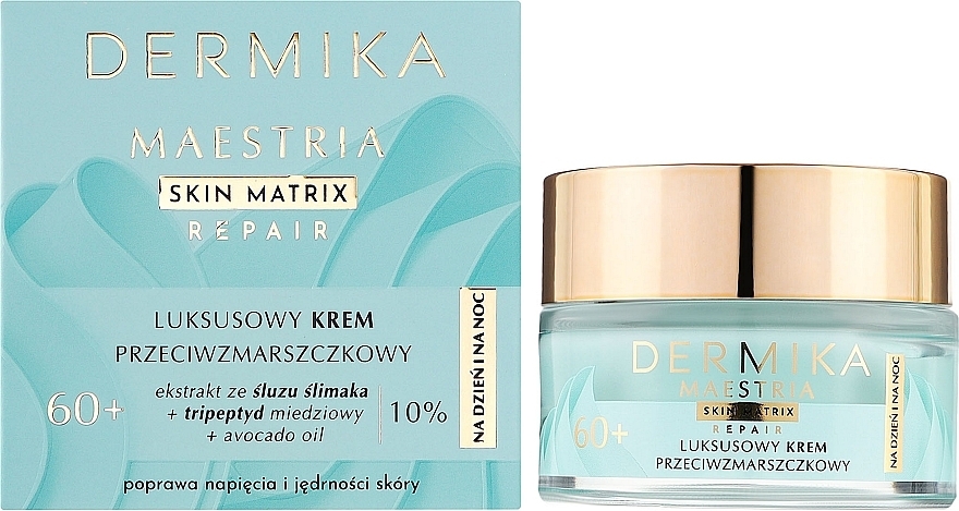 Розкішний крем проти зморщок 60+ на день і ніч для зрілої шкіри, зокрема чутливої - Dermika Maestria Skin Matrix — фото N2