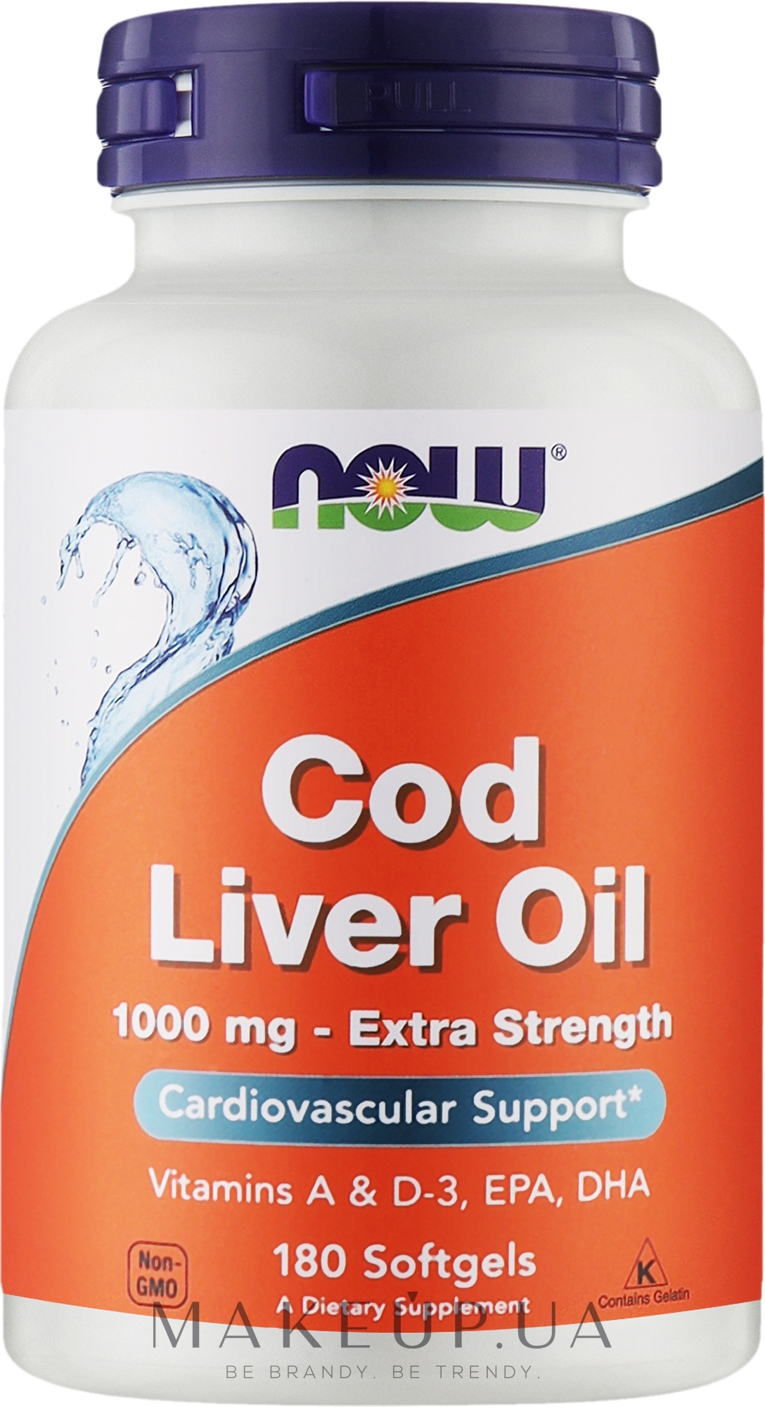 Натуральна добавка, 1000 мг - Now Foods Cod Liver Oil — фото 180шт