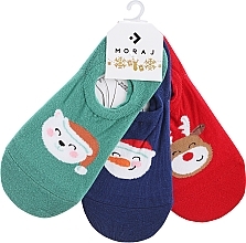 Рождественские низкие носки CDBS250-006/3, 3 пары, зеленый + синий + красный - Moraj — фото N1