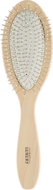 Массажная щетка для волос, HB-03-07, деревянная овальная большая - Beauty LUXURY — фото N1