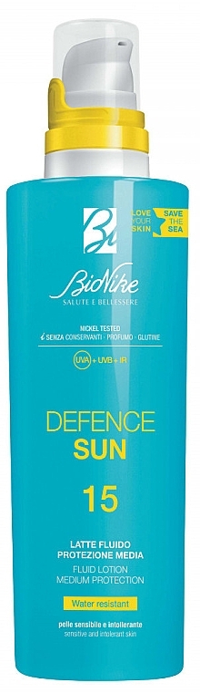 Солнцезащитный флюид-лосьон для тела - BioNike Defence Sun SPF15 Fluid Lotion Water Resistant — фото N1