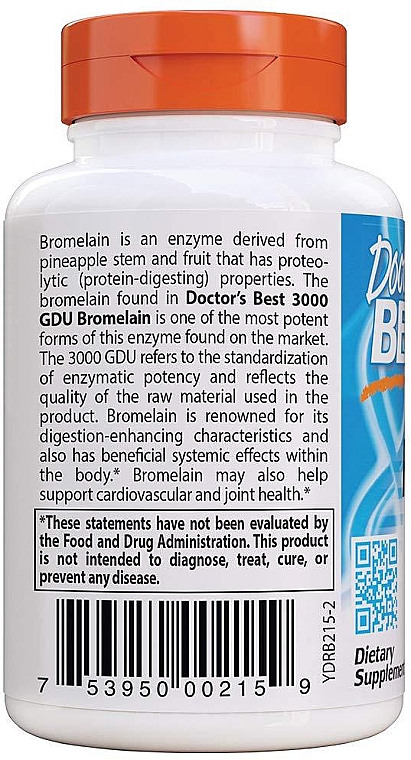 Бромелайн 3000 GDU, высокоэффективный, 500 мг, капсулы - Doctor's Best — фото N3