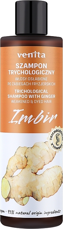 Трихологический шампунь для ослабленных волос после салонных процедур - Venita Shampoo With Ginger — фото N1
