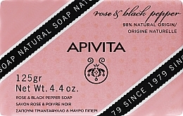 Парфумерія, косметика Мило - Apivita Soap with Rose and Black pepper