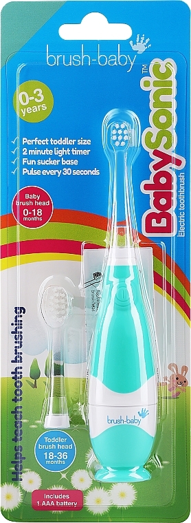 Електрична зубна щітка, 0-3 років, бірюза - Brush-Baby BabySonic Electric Toothbrush — фото N1