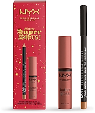 Духи, Парфюмерия, косметика Набор для нюдового макияжа губ - NYX Professional Makeup Gimme Superstars! (lip/gloss/8ml + lip/liner/1g)