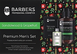 Подарочный новогодний набор для мужчин - Barbers Mens Set Sandalwood & Grapefruit (sh/gel/500ml + aft/sh/lot/100ml + socks/2pcs) — фото N1