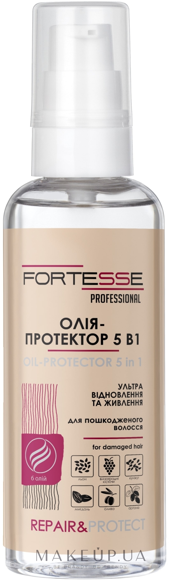 Відновлювальна олія-протектор 5в1 для сухого й пошкодженого волосся - Fortesse Professional Repair & Protect Oil-Protector — фото 60ml
