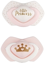 Пустышка силиконовая симметричная "Royal Baby" 0-6 месяцев, 2 шт., розовая - Canpol Babies — фото N1