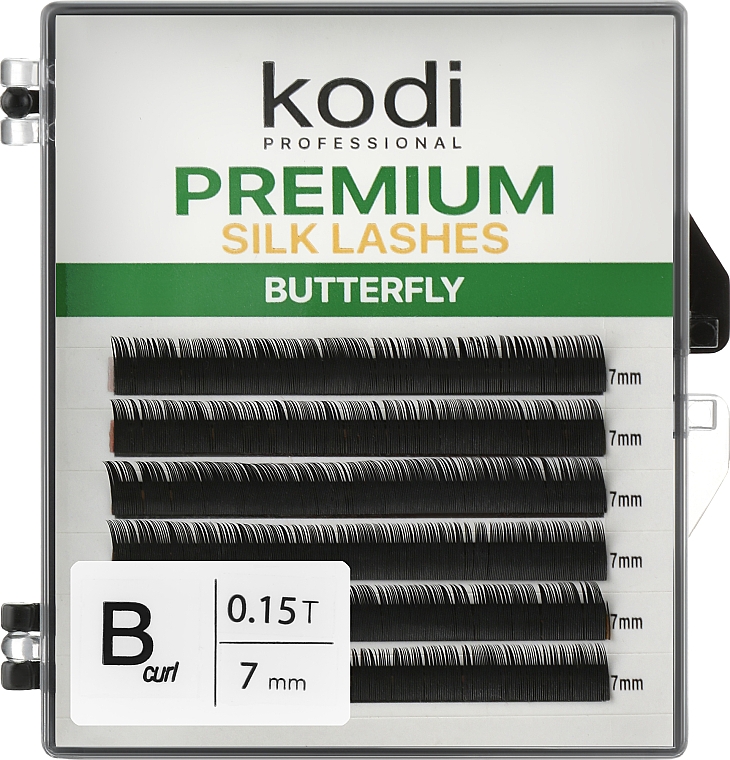 Накладні вії Butterfly Green B 0.15 (6 рядів: 7 мм) - Kodi Professional — фото N1