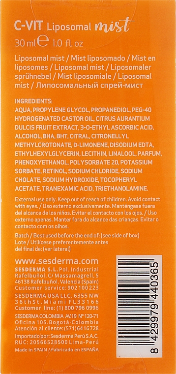 Осветляющий спрей-мист для лица с витамином С - Sesderma CVit Liposomal Mist — фото N3