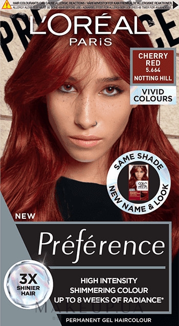 Краска для волос - L'Oreal Paris Preference Vivid Colours — фото 5.664 - Cherry Red