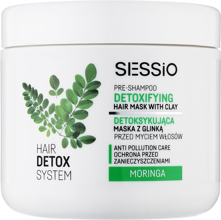 Детоксицирующая маска с глиной перед мытьем волос "Моринга" - Sessio Hair Detox System Pre-Shampoo Detoxifying Hair Mask — фото N1