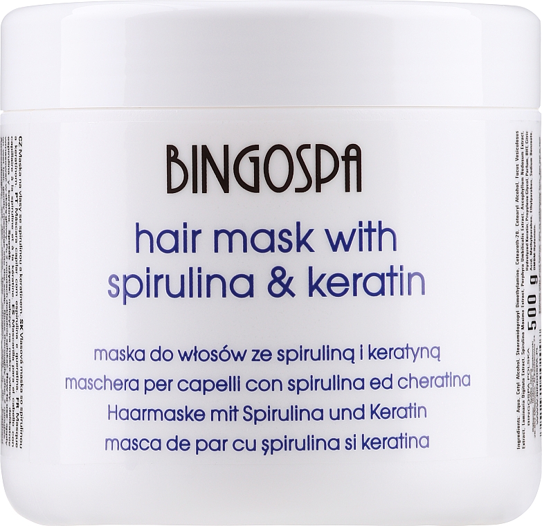 Маска для волос с экстрактом спирулины и кератином - BingoSpa Mask For Hair Keratin And Spirulina — фото N1