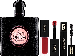 Yves Saint Laurent Black Opium - Набор (edp/90ml + mascara/2ml + lipstick/6ml + pouch) — фото N4